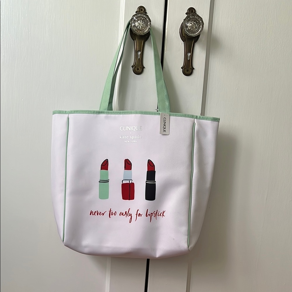 Kate Spade White and Green Tote Bag